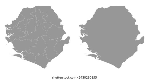 Sierra Leone map with administrative divisions. Vector illustration.