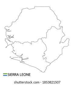 Sierra Leone map, black and white detailed outline regions of the country. Vector illustration