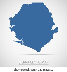 Sierra Leone map. Blue Sierra Leone map and Country name . Vector map on gray background. Symbol for your web site design map logo. app, ui, Travel vector eps10, concept Illustration.