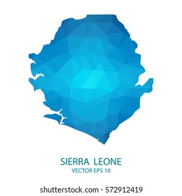 Sierra Leone map - blue geometric rumpled triangular low poly style gradient graphic background , polygonal design for your . Vector illustration eps 10.