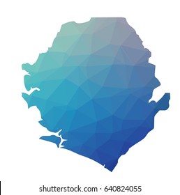 Sierra Leone map - blue geometric rumpled triangular low poly style gradient graphic background