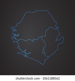 Sierra leone map: blue glitter outline with sparkling stars on dark background.