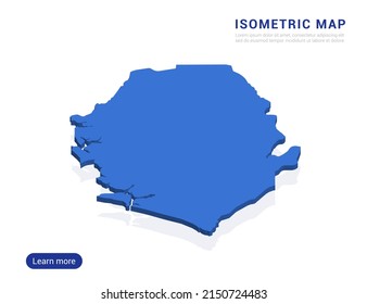 Sierra Leone map blue isolated on white background with 3d isometric vector illustration.