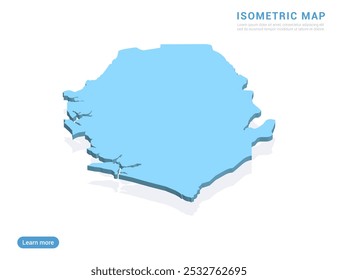 Sierra Leone map blue on white background with isometric vector.