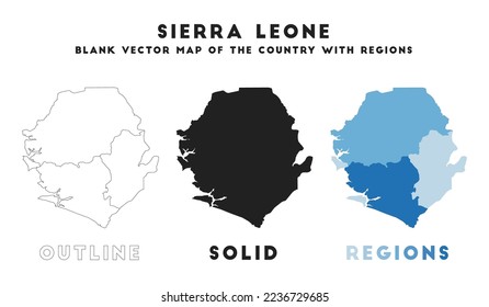 Sierra Leone map. Borders of Sierra Leone for your infographic. Vector country shape. Vector illustration.