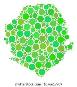 Sierra Leone Map collage of scattered filled circles in different sizes and fresh green color hues. Vector round elements are organized into sierra leone map collage.