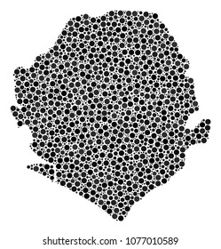 Sierra Leone Map collage of small circles in various sizes. Randomized filled circles are combined into Sierra Leone Map composition. Vector geography map vector illustration.