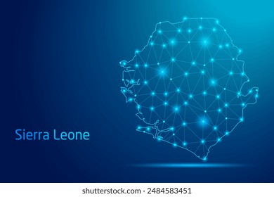 Sierra Leone Karte - Konzept der Kommunikationstechnologie, Grafik von niedrigen Poly.