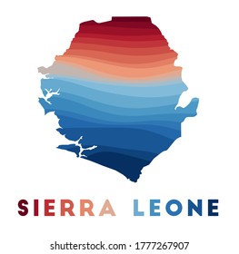 Sierra Leone map. Map of the country with beautiful geometric waves in red blue colors. Vivid Sierra Leone shape. Vector illustration.