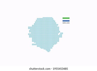 Sierra Leone map design blue circle, white background with Sierra Leone flag.