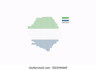 Sierra Leone map design by color of Sierra Leone flag in circle shape, White background with Sierra Leone flag.