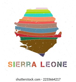 Sierra Leone map design. Shape of the country with beautiful geometric waves and grunge texture. Modern vector illustration.