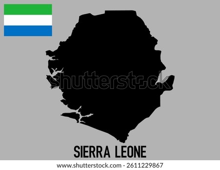 Sierra Leone Map and flag - black World Map and flag International vector template with High detailed isolated on grey background - Vector