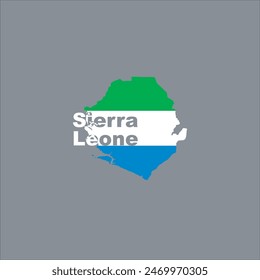 Sierra Leone Karte und Flagge Farbe Design auf grauem Hintergrund