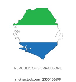 Sierra Leone map and flag. Detailed silhouette vector illustration
