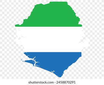 Sierra Leone map flag on transparent  background. vector illustration.  