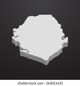 Sierra Leone map in gray on a black background 3d
