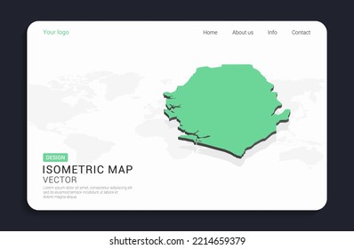 Sierra Leona mapea verde sobre fondo blanco con vector isométrico.
