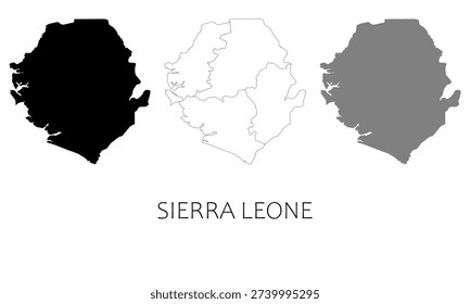 Sierra Leone map in high quality (black, white, grey)