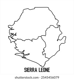 sierra leone map icon isolated on white background. Outline map. Simple line icon. Vector illustration