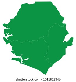Sierra Leone map isolated on transparent background. high detailed Green map of Sierra Leone. Vector illustration eps 10. Blank Green similar Sierra Leone map isolated on white background.