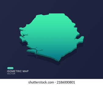 Sierra Leone map of isometric green gradient vector illustration.