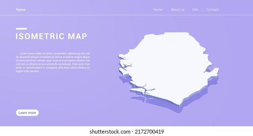 Sierra Leone map of isometric purple vector illustration. Web banner layout template.