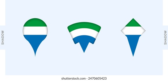 Sierra Leone Map Markers Set. Perfect for projects related to Sierra Leone, travel, geography, and international representation. Vector collection.