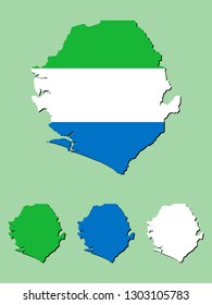 Sierra Leone map with national flag 