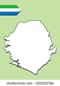 Sierra Leone map with national flag 