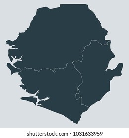 Sierra Leone map on gray background vector, Sierra Leone Map Outline Shape Gray on White Vector Illustration,
