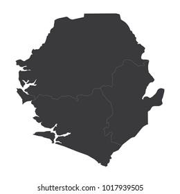 Sierra Leone map on white background vector, Sierra Leone Map Outline Shape Black on White Vector Illustration, High detailed black illustration map -Sierra Leone.