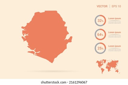 Sierra Leona mapea el vector infográfico abstracto anaranjado.
