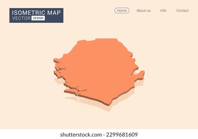 Sierra Leone map orange with isometric vector.