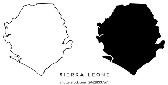 Sierra Leone Landkarte skizziert und schwarze Vektorgrafik