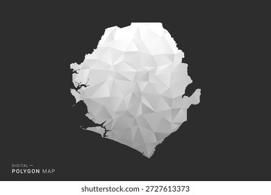 Sierra Leona Mapa - Ilustración vectorial de estilo polígono en diseño geométrico de bajo poli negro, gris y blanco, silueta mínima, aislado para infografía.