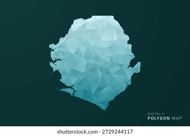 Sierra Leona Mapa - Ilustración vectorial de estilo polígono en diseño geométrico de bajo poli verde y azul, silueta mínima limpia para infografía.