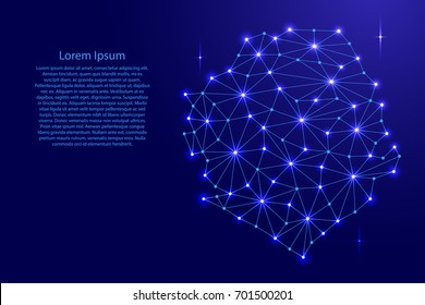 Sierra Leone map of polygonal mosaic lines network, rays and space stars of vector illustration.