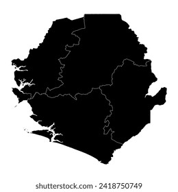 Sierra Leone map with provinces, administrative divisions. Vector illustration.