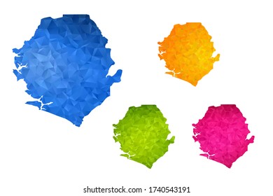 Sierra Leone map - Set of geometric rumpled triangular low poly style gradient graphic background , polygonal design for your ,Vector eps 10.