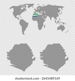 Mapa de Serra Leoa com localização mundial.