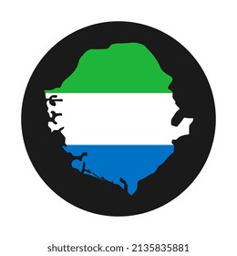 Sierra Leone map silhouette with flag on black background