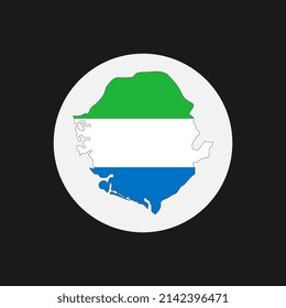 Sierra Leone map silhouette with flag on white background