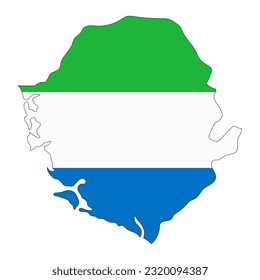 Sierra Leone map silhouette with flag isolated on white background