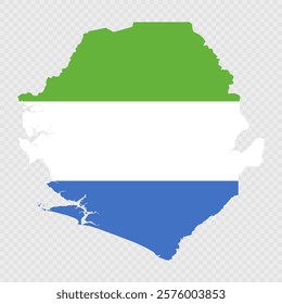 Sierra Leone map silhouette with flag.