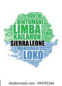 Sierra Leone map silhouette vector tag cloud