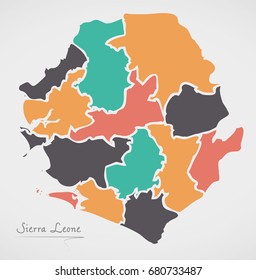 Sierra Leone Map with states and modern round shapes