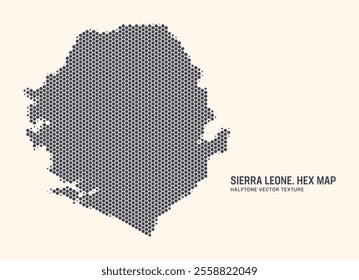 Sierra Leone Map Vector Hexagonal Halftone Pattern Isolate On Light Background. Hex Texture in the Form of Map of Sierra Leone. Modern Technologic Military Contour Map for Design or Business Projects