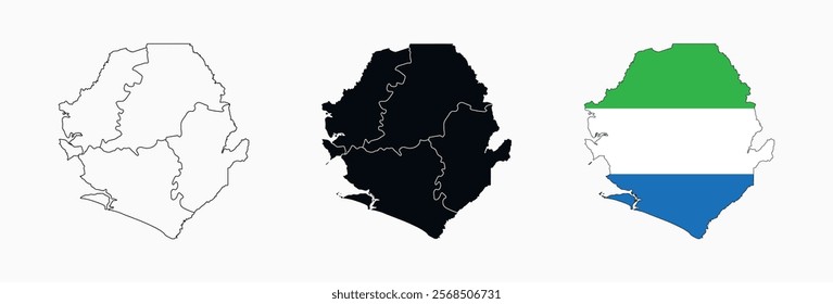 Sierra Leone Map vector icon. Map of Sierra Leone various styles.