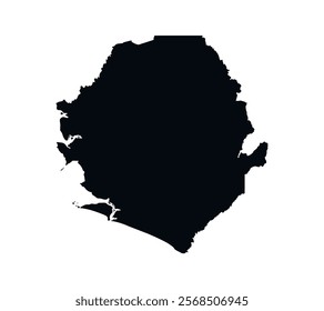 Sierra Leone Map vector icon. Map of Sierra Leone Black Silhouette.